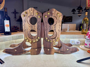 Walnut Western-Themed Wine Rack! Great Gift for Wine Lovers - 6 Bottle Holder