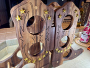 Walnut Western-Themed Wine Rack! Great Gift for Wine Lovers - 6 Bottle Holder