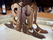 Walnut Western-Themed Wine Rack! Great Gift for Wine Lovers - 6 Bottle Holder
