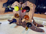 Walnut Western-Themed Wine Rack! Great Gift for Wine Lovers - 6 Bottle Holder