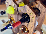 Walnut Western-Themed Wine Rack! Great Gift for Wine Lovers - 6 Bottle Holder