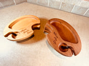 Wooden Appetizer Tray with Wine Glass Holder
