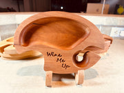 Wooden Appetizer Tray with Wine Glass Holder