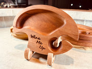 Wooden Appetizer Tray with Wine Glass Holder