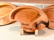 Wooden Appetizer Tray with Wine Glass Holder