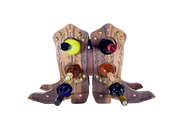 Walnut Western-Themed Wine Rack! Great Gift for Wine Lovers - 6 Bottle Holder